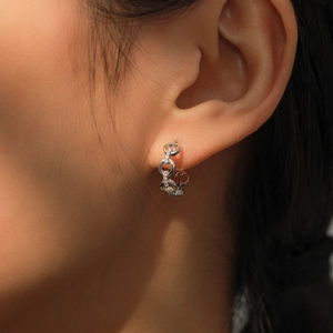 Elegant S925 sterling silver interlocking hoop earrings with micro-pave cubic zirconia