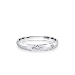 S925 Sterling Silver Star Zirconia Ring For Women Dainty Minimalist Micro Inlaid Eight Pointed Star Finger Ring Fashion Jewelry
