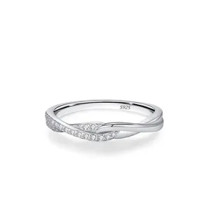 S925 Sterling Silver Crossed Mobius Ring For Women Light Luxury Niche Design Zirconia Inlaid Commuter Index Finger Ring