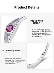 Macro detail of S925 sterling silver ring with 5A pink zircon and hallmark engraving