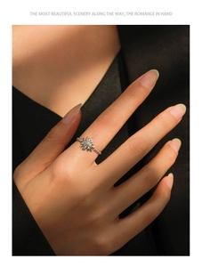 Detailed view of S925 sterling silver daisy ring with zircon petals and twisted band