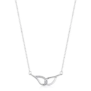 925 Sterling Silver Angel Wings Interlocking Pendant Necklace Minimalist Zirconia Mobius Chain For Women Jewelry Gift
