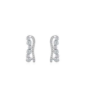 S925 sterling silver wave earrings with sparkling zircon stones in a gradient bubble design