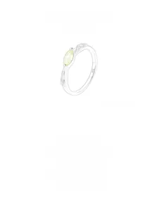 Macro detail of S925 silver ring featuring leaf texture and green marquise stone