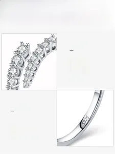 Macro detail of S925 sterling silver stamp and fine 5A cubic zirconia prong setting