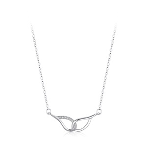 S925 sterling silver angel wing necklace featuring a Mobius loop with micro-pave zircons