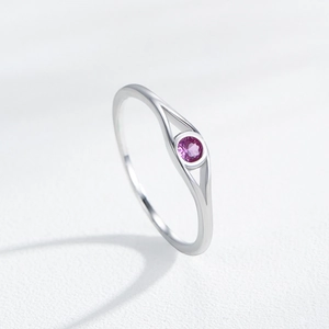 Elegant S925 sterling silver ring with a round pink gemstone in a minimalist design