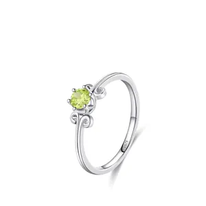 925 Sterlingsilber Apfelgrün Zirkonia Ring Für Damen Vintage Schörkelmuster Minimalistisch Schmuck Fingerring Geschenk