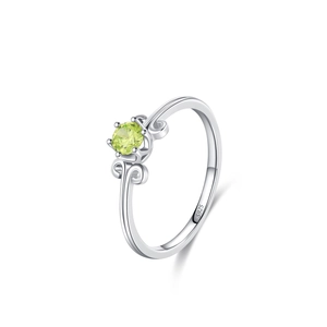 S925 Sterlingsilberring mit rundem apfelgrünen Edelstein und klassischem Vintage-Design