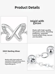 Macro detail of S925 sterling silver butterfly ring with 5A grade zircon stone