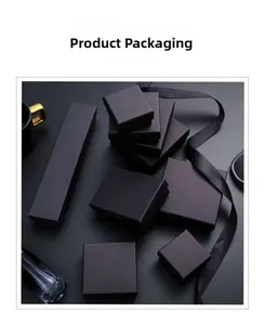Coffrets cadeaux bijoux noir mat de luxe avec rubans en soie pour l'ensemble complet