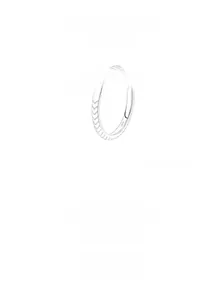 Detailed macro view of S925 sterling silver ring featuring a textured chevron pattern
