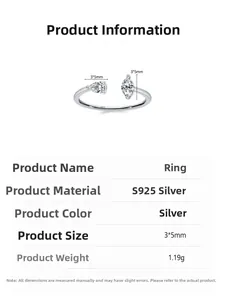 Detail view of S925 silver open ring featuring pear and marquise-cut zircon stones