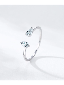 Detail of S925 silver ring featuring pear and marquise cut cubic zirconia stones