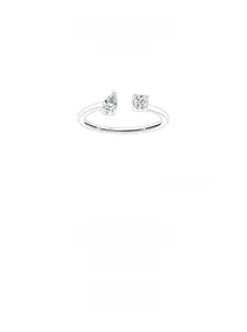 Close-up of S925 silver stamp on open ring with pear and round zircon stones