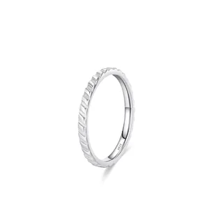 Minimalistischer 925 Sterlingsilber Textur Dünner Ring Für Damen Einfacher Stapelbarer Zeigefingerring Mode Schmuck Geschenk