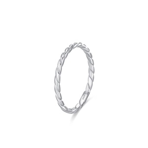 Minimalist S925 sterling silver rope twist stackable ring with polished finish