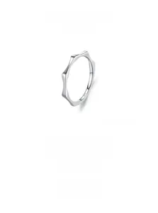 Detailed view of S925 sterling silver ring showing the bamboo joint design and hallmark