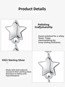 Detailed macro view of S925 sterling silver star stud with polished finish and anti-allergy coat