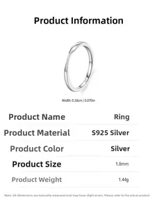 Fiche technique détaillée de la bague en argent S925 avec dimensions et poids précis