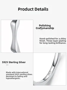 Macro detail of S925 sterling silver bamboo ring showing hallmark and polished texture