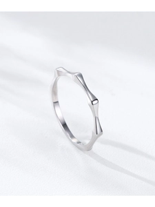 Detailed view of S925 sterling silver bamboo joint ring with high polish finish