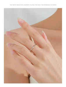 Minimalist S925 sterling silver bamboo joint ring worn on finger for an elegant look