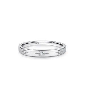 925 Sterling Silver Star Ring For Women Zirconia Inlaid Hexagram Band Fashion Minimalist Daily Jewelry Accessory Romantic Gift