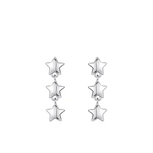 925 Sterling Silver Triple Star Drop Stud Earrings Minimalist Geometric Pentagram Dangle Ear Jewelry For Women Daily Gift