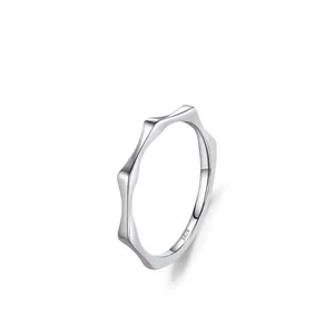 925 Sterling Silver Bamboo Joint Ring For Women Minimalist Elegant Fashion Commuter Plain Finger Ring Daily Jewelry Gift