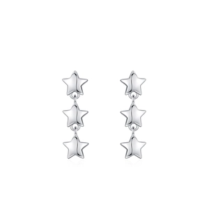 Elegant 925 sterling silver triple star drop earrings for women with minimalist design