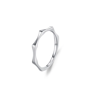 Minimalist S925 sterling silver bamboo joint ring with polished finish for women