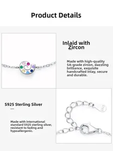 Detailed view of S925 sterling silver lobster clasp and rainbow zircon snail charm