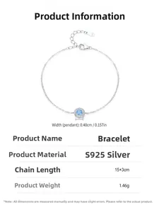 Dettaglio del bracciale in argento S925 Cuore dell'Oceano con ciondolo halo in zaffiro