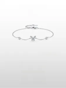 Detail of S925 sterling silver butterfly bracelet with micro-pave cubic zirconia stones