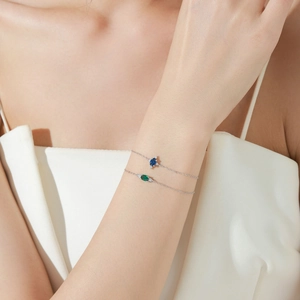 Eleganti bracciali in argento 925 con zaffiro ed smeraldo con taglio marquise raffinato
