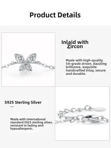 Detailed macro view of S925 sterling silver butterfly pendant with 5A grade zircon stones