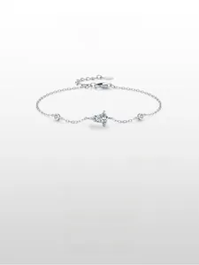 Detailed view of S925 sterling silver bracelet with geometric zircon and lobster clasp