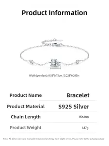 Detail of S925 silver chain with cubic zirconia pendant and 15+3cm adjustable length