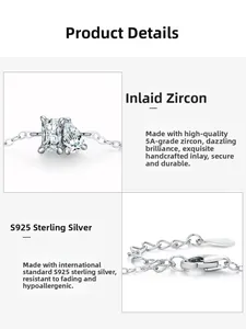 Macro detail of S925 sterling silver chain with 5A zircon and authentic S925 hallmark