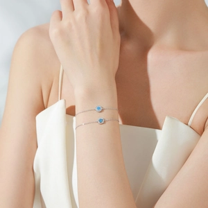Bracciali Cuore dell'Oceano in argento S925 e zaffiro per donna con pietre preziose blu