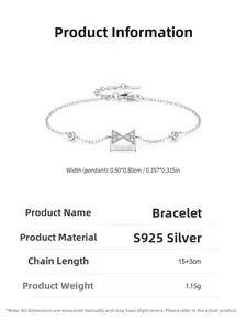 Macro detail of S925 sterling silver bow bracelet with cubic zirconia and chain specs