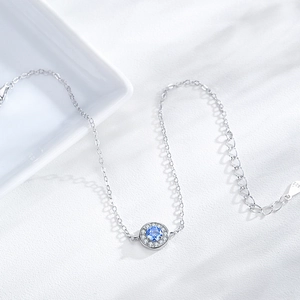 Bracciale Cuore dell'Oceano in argento S925 con zaffiro blu e pavé di zirconi bianchi