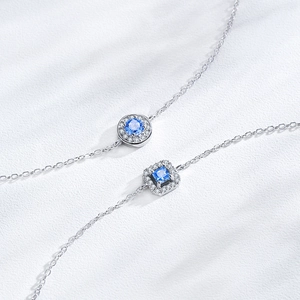 Elegante bracciale Cuore dell'Oceano in argento S925 con zaffiro blu e micro diamanti
