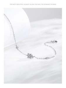 Detailed shot of an adjustable S925 silver chain with geometric zircon centerpiece