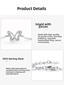 Macro details of S925 silver butterfly charm with 5A zircon and lobster clasp