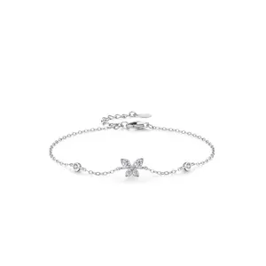 Elegant S925 Sterling Silver Butterfly Bracelet For Women Delicate Zirconia Inlaid Adjustable Silver Chain Jewelry Gift