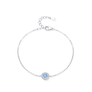 Bracciale S925 in argento sterling cuore dell'oceano con pietra blu e zirconi
