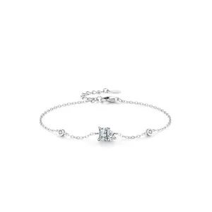 925 Sterling Silver Geometric Zirconia Inlaid Bracelet Minimalist Korean Style Fine Chain Hand Jewelry For Women Fashion Gift