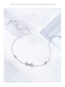 Detail shot of S925 sterling silver butterfly bracelet with shimmering zircon stones